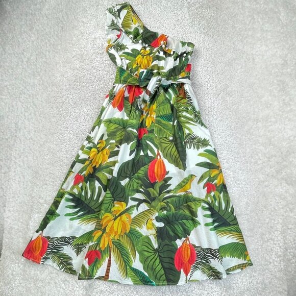 Farm Rio White Cocoa Forest One Shoulder Dress - Picture 3 of 16